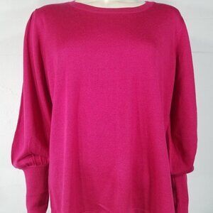 NWT Alex Marie fuchsia pink 100% Acrylic balloon sleeve round neck sweater XL